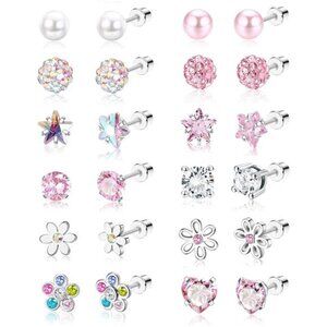 12 Pairs Hypoallergenic Screw Back Earrings for Women Girls Surgical Steel